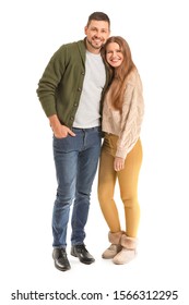 Portrait Of Happy Couple On White Background