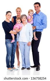 Portrait Of Happy Extended Family Isolated On White Background