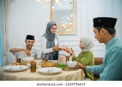 portrait happy family when breaking fast dinner together in the dining room