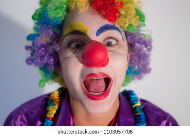 Portrait Happy Funny Clown Girl Stock Photo (Edit Now) 1103057717