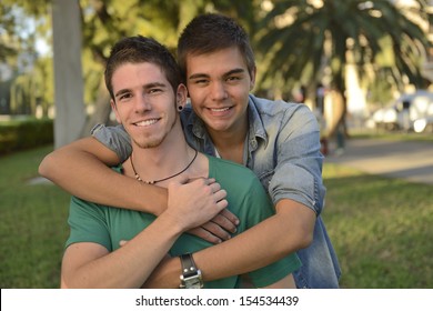 Portrait Of A Happy Gay Couple Outdoors