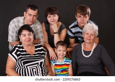 Portrait Of A Happy Healthy Family.Family Portrait Of Three Generations