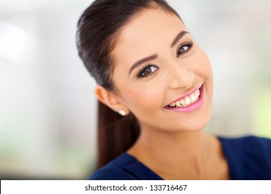 Portrait Of Happy Indian Woman Close Up