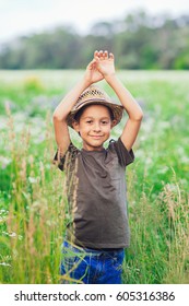 Portrait Happy Kid Boy Wearing Blue Stock Photo 605316386 | Shutterstock