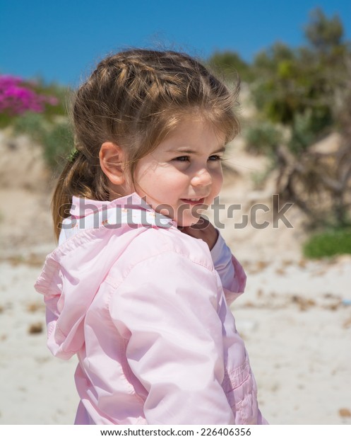 Portrait Happy Little Girl Autumn Day Stock Photo 226406356 