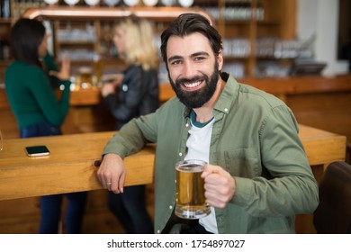 Portrait Happy Man Holding Glass Beer Stock Photo 1754897027 | Shutterstock