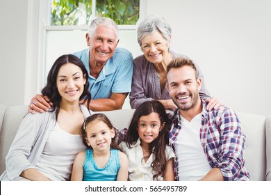 Portrait of happy multi generation family at home