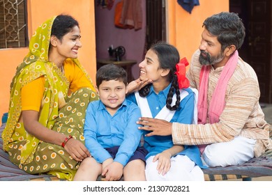 Portrait Happy Rural Indian Parents Sitting Stock Photo 2130702821 ...