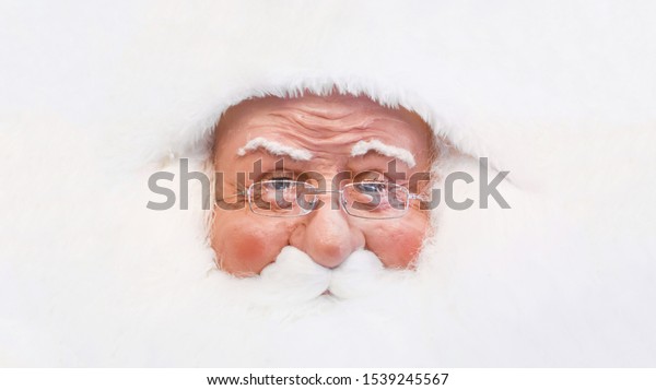 Portrait Happy Santa Claus Eyeglasses White Stock Photo Edit Now