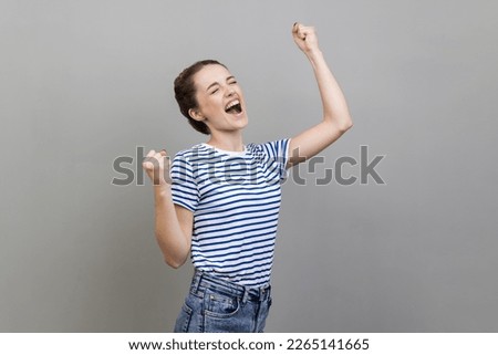 Similar – Image, Stock Photo Der Schrei. Schreiende Frau mit roten Haaren, die sich ihre Ohren zuhält. Illustration