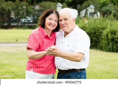 Portrait Of Happy Senior Couple Holding Hands