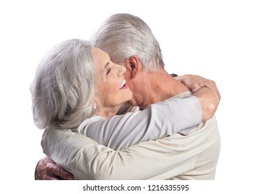 Portrait Of Happy Senior Couple On White Background