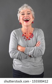 Portrait Of Happy Senior Woman Laughing