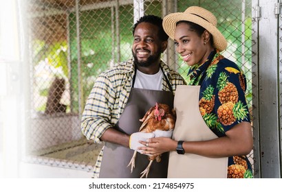 Portrait Of Happy Sme Owner Black African American Farmer Family Working In Barn Farm, Worker Planting In Organic Nersery, Startup Small Business Owner, Lifestyle Mother Father Farmer Job Concept