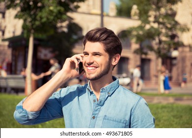 Portrait Happy Smiling Guy Talking On Stock Photo 493671805 | Shutterstock