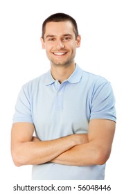Portrait of happy smiling man, isolated on white - Shutterstock ID 56048446