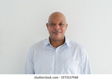 Portrait Of Happy Smiling Senior Old Elderly Business Black African American Man Person Standing Isolated On White Background.