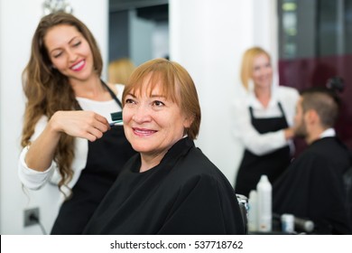 Portrait Of Happy Smiling Senior Woman At The Hairdressing Salon
