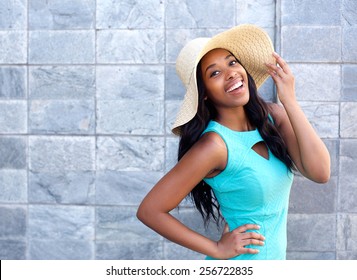 Portrait Of A Happy Smiling Young Woman With Sun Hat