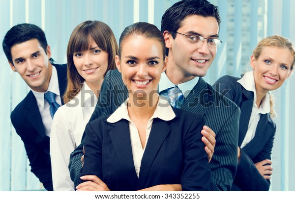 Portrait Happy Successful Business Team Office Stock Photo (Edit Now ... Office Team Celebration