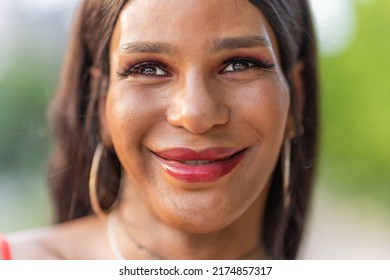 Portrait Of A Happy Transgender Woman Smiling At The Camera