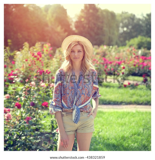 Portrait Happy Woman Bohemian Style Young Stock Photo Edit Now