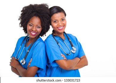 portrait of happy young african american nurses