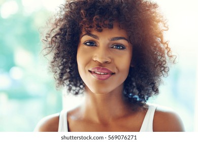 Portrait Smiling Young Black Woman Sunlight Stock Photo 562454995 ...