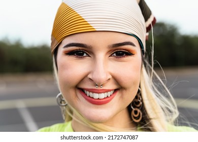 Portrait Happy Young Girl While Having Fun Hanging Out