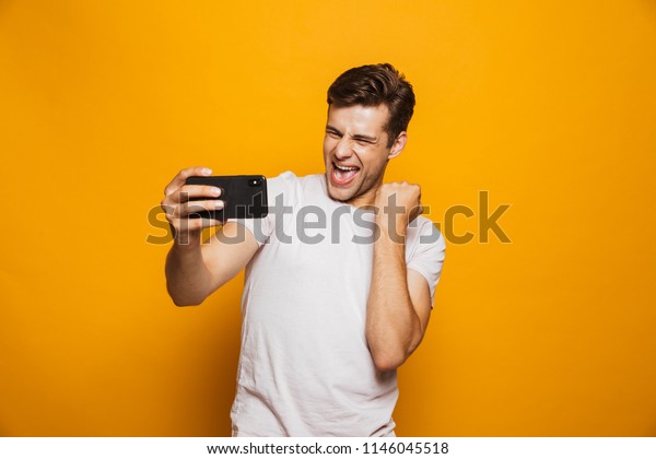 Portrait Happy Young Man Taking Selfie Stock Photo 1146045518 ...