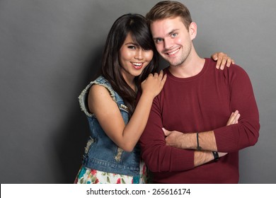 A portrait of a happy young multicultural couple