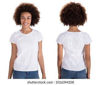 Portrait Of A Happy Young Woman Standing On White Background