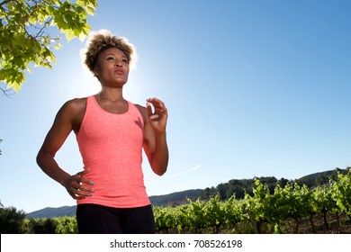 Portrait Of Healthy Black Woman Jogging 