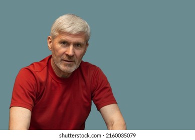 Portrait Of Healthy Happy Smile Senior Elderly Caucasian Old Man Face With Arm Crossed Isolated On White. Golden Age Grand Father Healthcare Cheerful Lifestyle, Freedom Relax Retirement Concept