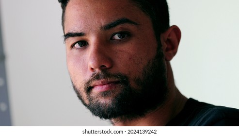 Portrait Hispanic Person, Latin American Man, Serious Expression