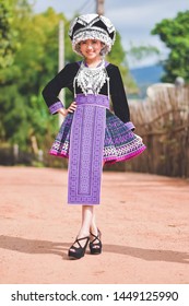 Portrait of Hmong teenager girl, Hmong fashion costumes