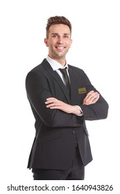 Portrait Of Hotel Receptionist On White Background