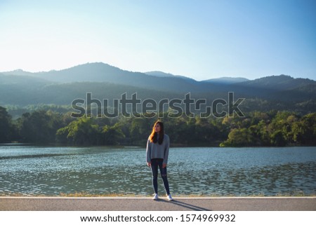 Similar – Foto Bild Sonniger Bergblick vom Lift aus auf den Gipfel