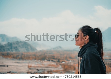 Similar – Image, Stock Photo Girl. City. mountain