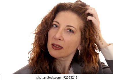 Portrait Image of a frazzled business woman