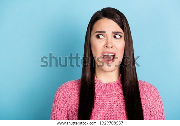 Portrait Impressed Lady Open Mouth Look Stock Photo 1929708557 ...