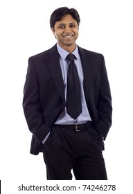 Portrait Of An Indian Business Man Isolated Over White Background. Studio Shot.