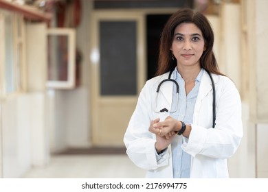 Portrait Of Indian Female Doctor In Hospital