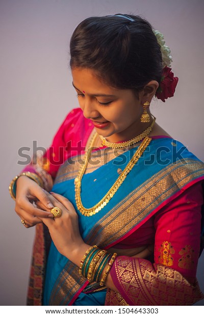 Portrait Indian Girl Wearing 