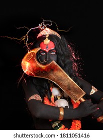 Portrait of Indian Hindi goddess Kali.