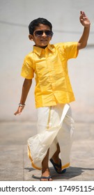 Portrait Of Indian Kid With Dhoti Ethnic Wear