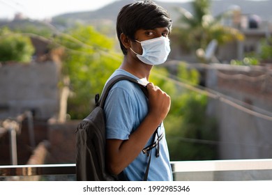 Portrait Indian Kid Wearing Mask Going Stock Photo 1992985346 ...