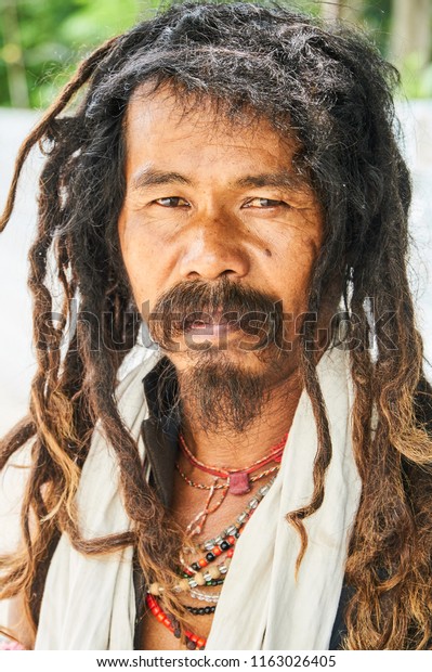 Portrait Indian Man Dreadlocks India Rishikesh Stock Photo