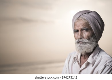 Portrait Of An Indian Old Man