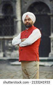 Portrait Of Indian Sikh Man In Turban With Beard